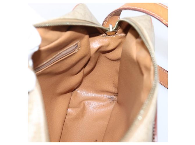 Céline Borsa a tracolla CELINE Macadam Canvas PVC Beige Gold Auth 202679 D'oro - vista 18