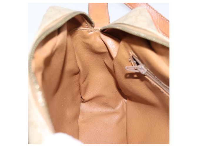 Céline Borsa a tracolla CELINE Macadam Canvas PVC Beige Gold Auth 202679 D'oro - vista 19