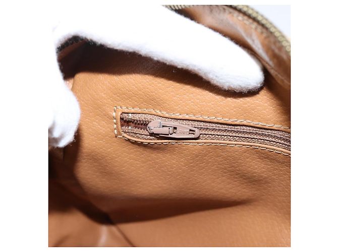 Céline Borsa a tracolla CELINE Macadam Canvas PVC Beige Gold Auth 202679 D'oro - vista 20