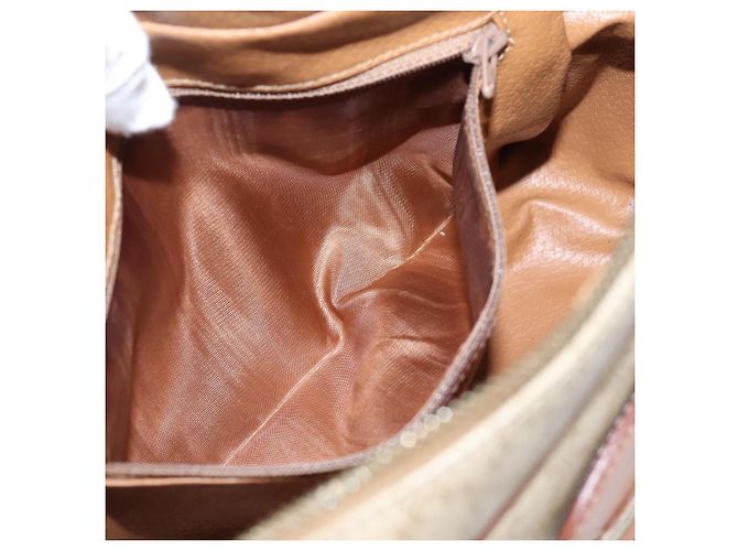 Céline Borsa a tracolla CELINE Macadam Canvas PVC Beige Gold Auth 202679 D'oro - vista 21