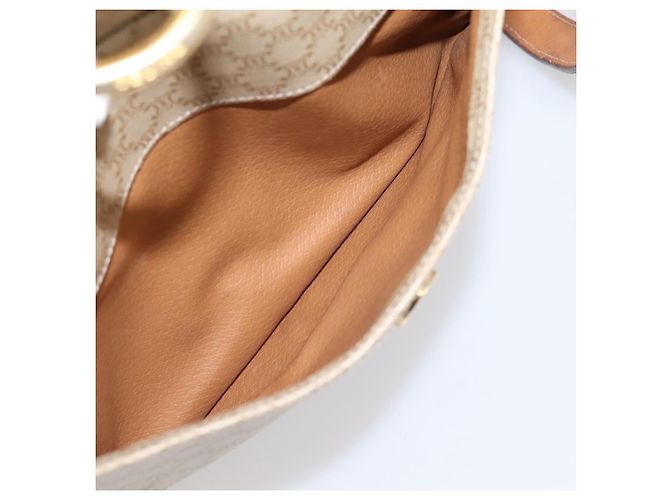Céline Borsa a tracolla CELINE Macadam Canvas PVC Beige Gold Auth 202679 D'oro - vista 22