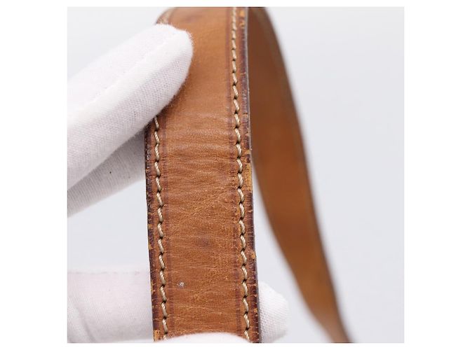 Céline Borsa a tracolla CELINE Macadam Canvas PVC Beige Gold Auth 202679 D'oro - vista 26