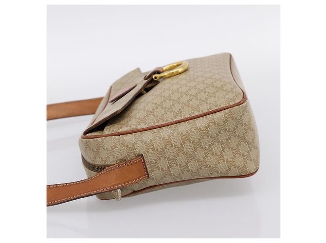 Céline Borsa a tracolla CELINE Macadam Canvas PVC Beige Gold Auth 202679 D'oro - vista 4