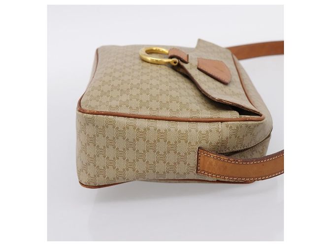 Céline Borsa a tracolla CELINE Macadam Canvas PVC Beige Gold Auth 202679 D'oro - vista 5