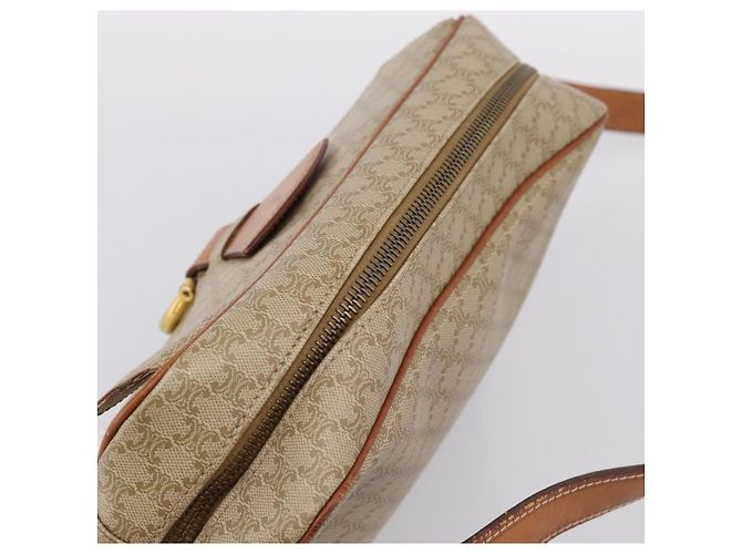 Céline Borsa a tracolla CELINE Macadam Canvas PVC Beige Gold Auth 202679 D'oro - vista 6