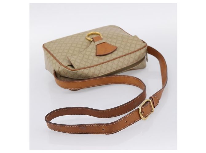 Céline Borsa a tracolla CELINE Macadam Canvas PVC Beige Gold Auth 202679 D'oro - vista 7