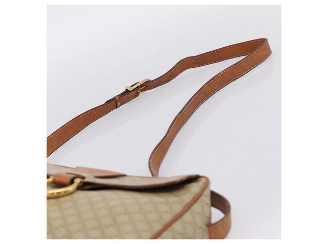 Céline Borsa a tracolla CELINE Macadam Canvas PVC Beige Gold Auth 202679 D'oro - vista 8