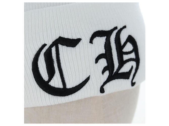 Chrome Hearts Beanie Hat Acrylic White Auth mr2898SM Weiß - Ansicht 6