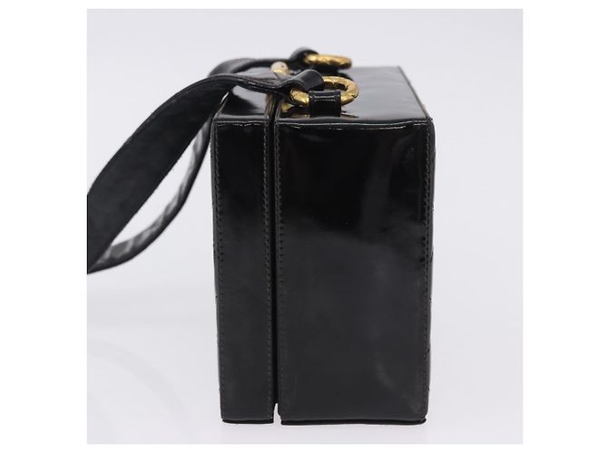 Borsa a tracolla CHANEL Matelasse in pelle verniciata nera e oro CC Auth 203247 Nero D'oro - vista 4