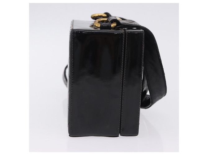 Borsa a tracolla CHANEL Matelasse in pelle verniciata nera e oro CC Auth 203247 Nero D'oro - vista 5