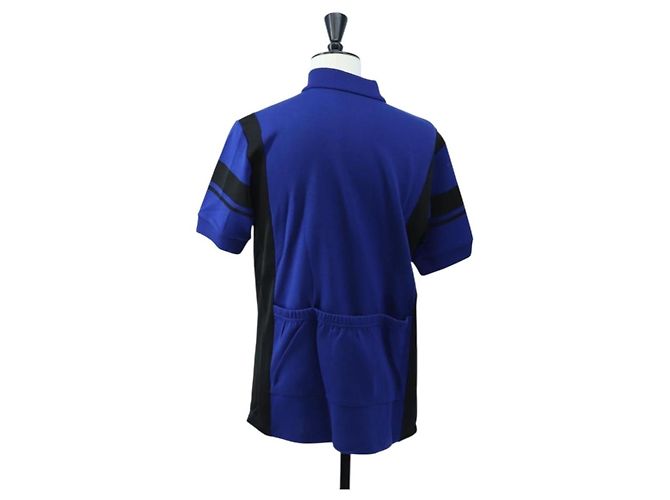 LOUIS VUITTON Tops de ciclismo de jacquard de algodón "L" Blue Black LV Auth 202325M Negro Azul - vista 2