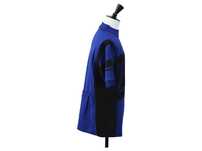 LOUIS VUITTON Tops de ciclismo de jacquard de algodón "L" Blue Black LV Auth 202325M Negro Azul - vista 4