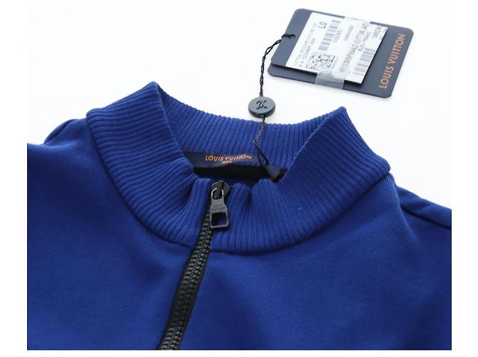 LOUIS VUITTON Tops de ciclismo de jacquard de algodón "L" Blue Black LV Auth 202325M Negro Azul - vista 5