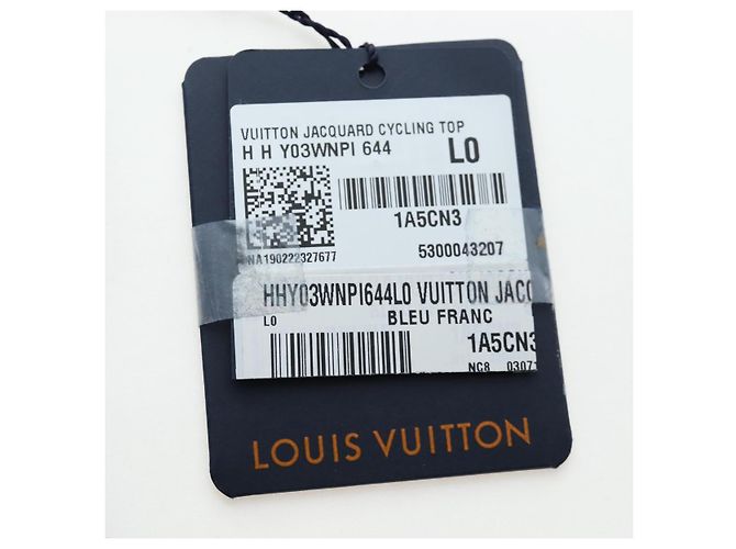 LOUIS VUITTON Tops de ciclismo de jacquard de algodón "L" Blue Black LV Auth 202325M Negro Azul - vista 6