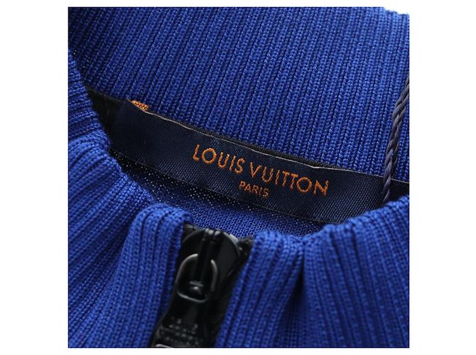 LOUIS VUITTON Tops de ciclismo de jacquard de algodón "L" Blue Black LV Auth 202325M Negro Azul - vista 7