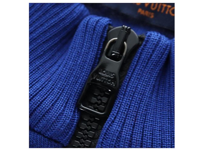 LOUIS VUITTON Tops de ciclismo de jacquard de algodón "L" Blue Black LV Auth 202325M Negro Azul - vista 8