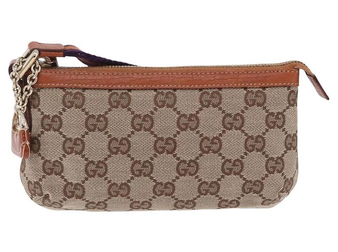 Pouch GUCCI GG Canvas Beige Gold 152507 Auth 197288V D'oro - vista 2