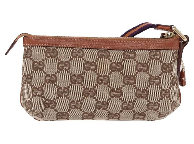Pouch GUCCI GG Canvas Beige Gold 152507 Auth 197288V D'oro - vista 3