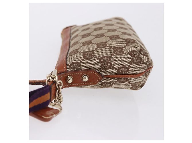 Pouch GUCCI GG Canvas Beige Gold 152507 Auth 197288V D'oro - vista 5