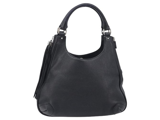 Borsa a tracolla CHANEL in pelle nera con CC argento Auth 200547A Nero - vista 2