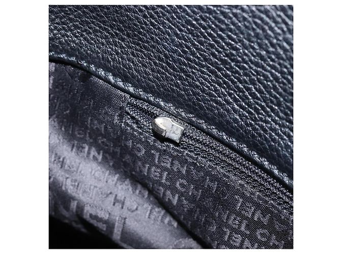 Borsa a tracolla CHANEL in pelle nera con CC argento Auth 200547A Nero - vista 20