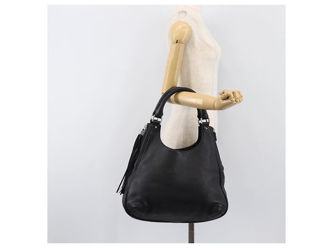 Borsa a tracolla CHANEL in pelle nera con CC argento Auth 200547A Nero - vista 24