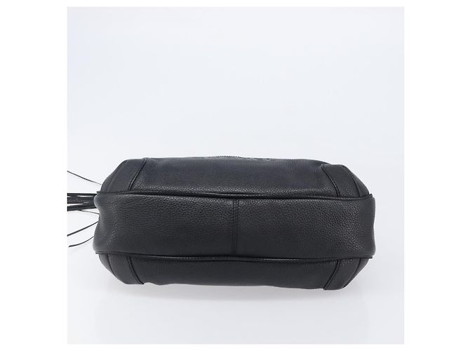Borsa a tracolla CHANEL in pelle nera con CC argento Auth 200547A Nero - vista 9