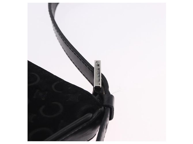Céline CELINE C Macadam Canvas Schultertasche Suede Black Silver Auth 202665A Schwarz Silber - Ansicht 16