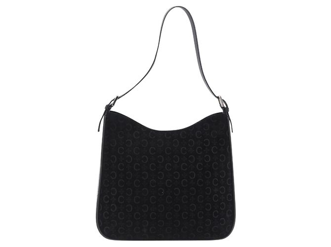 Céline CELINE C Macadam Canvas Schultertasche Suede Black Silver Auth 202665A Schwarz Silber - Ansicht 3