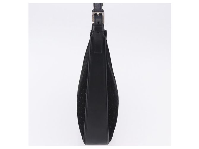 Céline CELINE C Macadam Canvas Schultertasche Suede Black Silver Auth 202665A Schwarz Silber - Ansicht 5