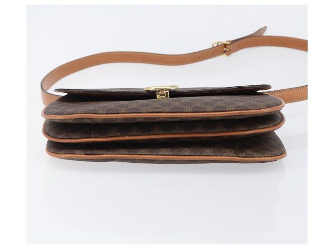 Céline Borsa a tracolla CELINE Macadam PVC Pelle Marrone Tono Oro Auth 201403A - vista 11