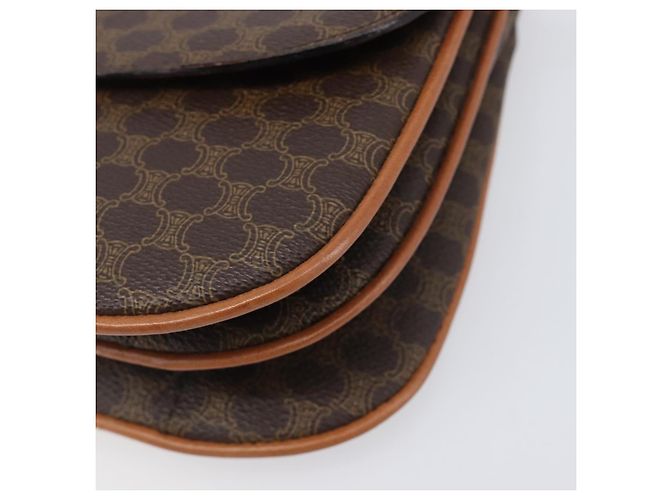 Céline Borsa a tracolla CELINE Macadam PVC Pelle Marrone Tono Oro Auth 201403A - vista 12