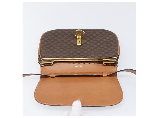 Céline Borsa a tracolla CELINE Macadam PVC Pelle Marrone Tono Oro Auth 201403A - vista 17
