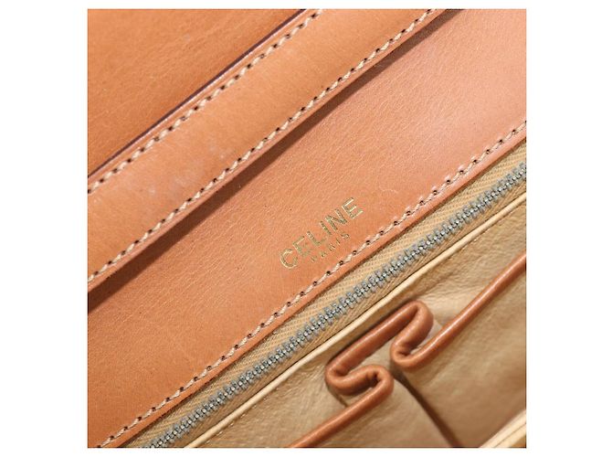 Céline Borsa a tracolla CELINE Macadam PVC Pelle Marrone Tono Oro Auth 201403A - vista 18