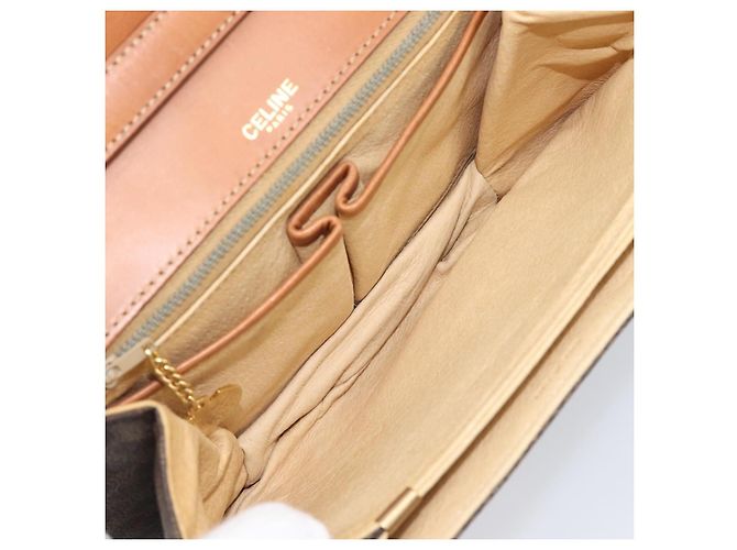 Céline Borsa a tracolla CELINE Macadam PVC Pelle Marrone Tono Oro Auth 201403A - vista 19