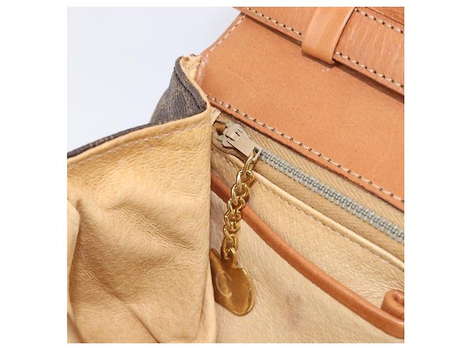 Céline Borsa a tracolla CELINE Macadam PVC Pelle Marrone Tono Oro Auth 201403A - vista 22
