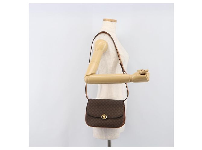 Céline Borsa a tracolla CELINE Macadam PVC Pelle Marrone Tono Oro Auth 201403A - vista 27
