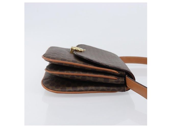 Céline Borsa a tracolla CELINE Macadam PVC Pelle Marrone Tono Oro Auth 201403A - vista 4