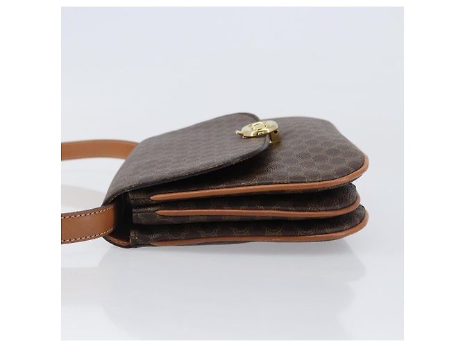 Céline Borsa a tracolla CELINE Macadam PVC Pelle Marrone Tono Oro Auth 201403A - vista 5