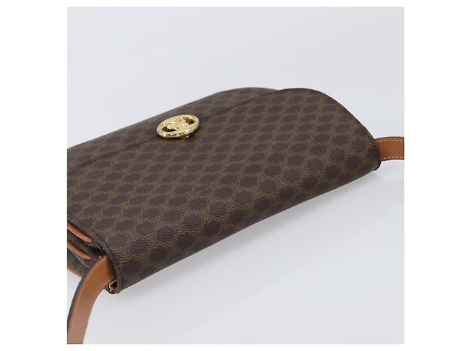 Céline Borsa a tracolla CELINE Macadam PVC Pelle Marrone Tono Oro Auth 201403A - vista 6