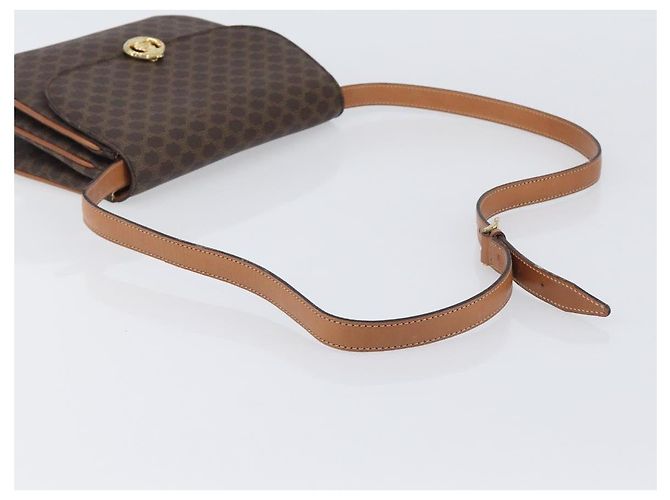 Céline Borsa a tracolla CELINE Macadam PVC Pelle Marrone Tono Oro Auth 201403A - vista 7