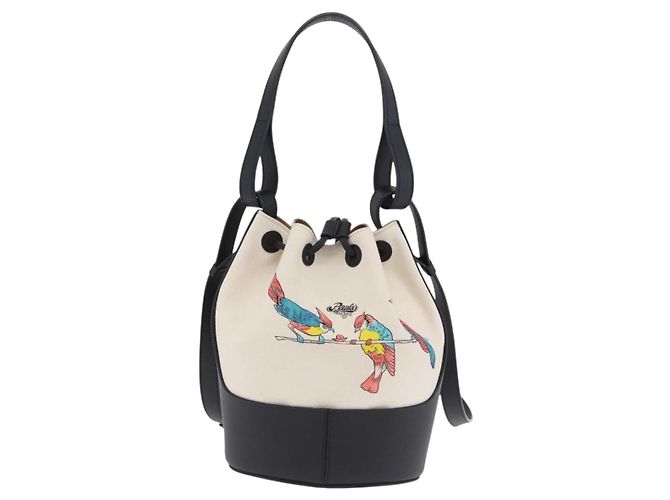 LOEWE Paula's Ibiza Collaboration Tasche Canvas 2way Ivory Silver Auth 202301M Silber Roh - Ansicht 13