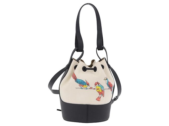LOEWE Paula's Ibiza Collaboration Tasche Canvas 2way Ivory Silver Auth 202301M Silber Roh - Ansicht 2