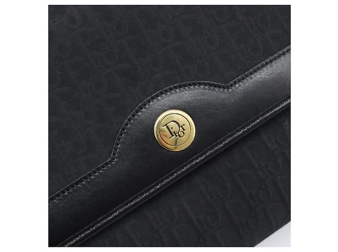 Borsa a tracolla con catena Christian Dior Trotter Canvas Nero Oro Auth 203456 D'oro - vista 14