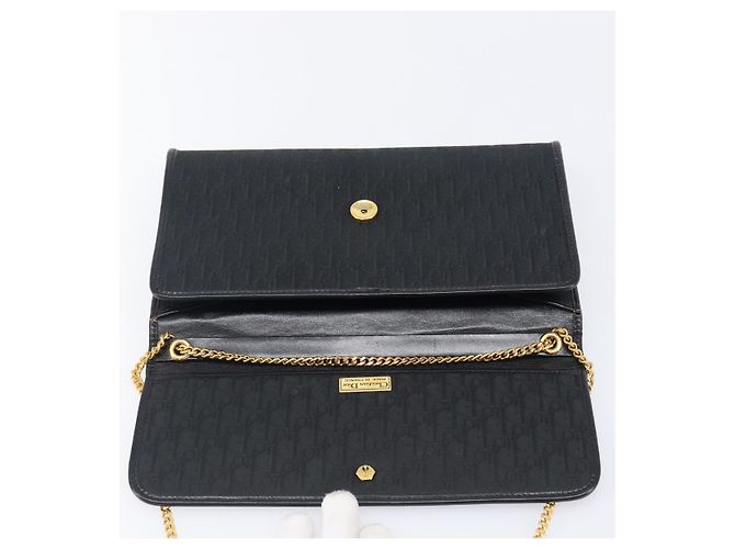 Borsa a tracolla con catena Christian Dior Trotter Canvas Nero Oro Auth 203456 D'oro - vista 17