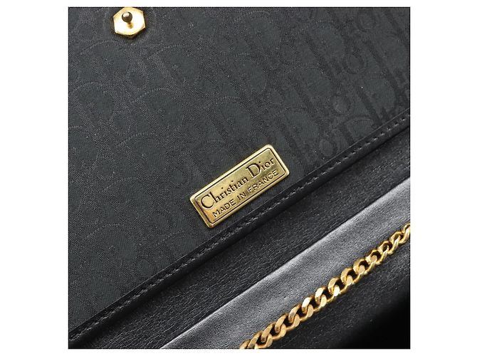 Borsa a tracolla con catena Christian Dior Trotter Canvas Nero Oro Auth 203456 D'oro - vista 18