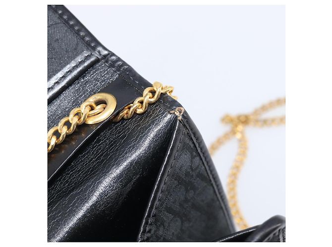 Borsa a tracolla con catena Christian Dior Trotter Canvas Nero Oro Auth 203456 D'oro - vista 19