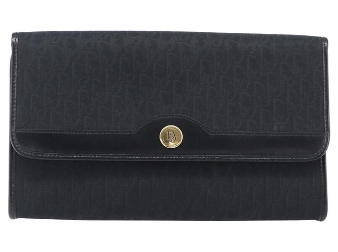 Borsa a tracolla con catena Christian Dior Trotter Canvas Nero Oro Auth 203456 D'oro - vista 2