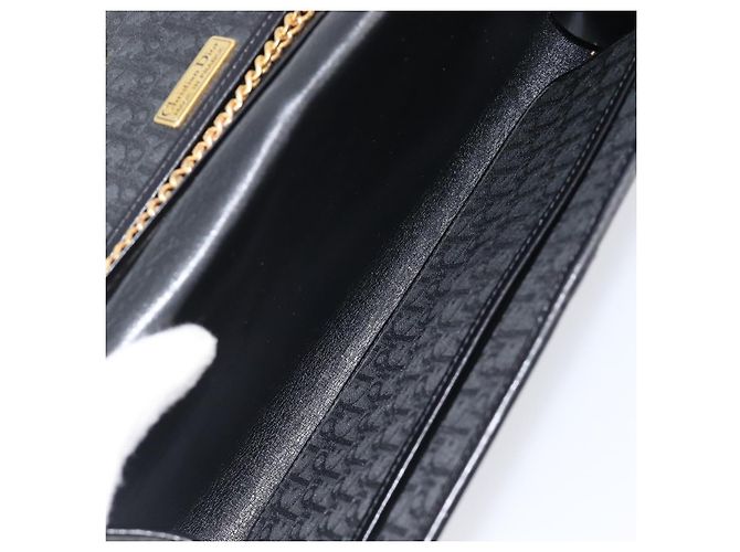 Borsa a tracolla con catena Christian Dior Trotter Canvas Nero Oro Auth 203456 D'oro - vista 20