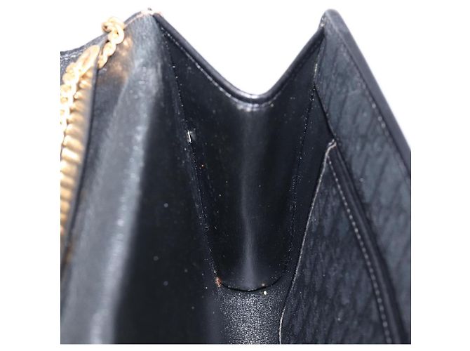 Borsa a tracolla con catena Christian Dior Trotter Canvas Nero Oro Auth 203456 D'oro - vista 21